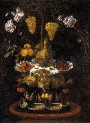 A fountain of grape vines, roses and apples in a conch shell Juan de  Espinosa